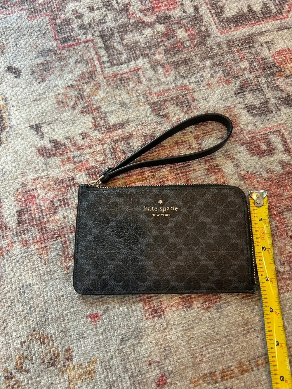 kate spade Black Floral Print Wristlet Card Holder